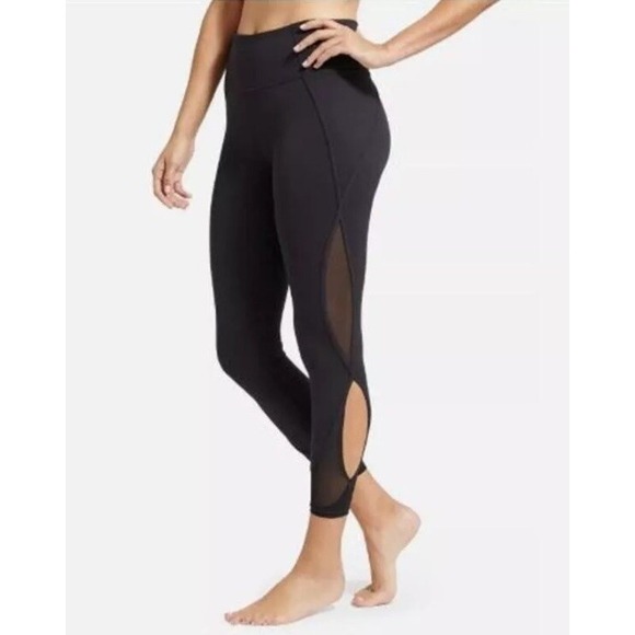 Athleta‎ Black Salutation Cutout Mesh 7/8 Yoga Athletic Leggings Women's S - Picture 2 of 8